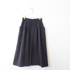 CHRISTIAN DIOR Skirt XS Black Midi Pleated Wool Silk Luxury Pret A Porter $1,850